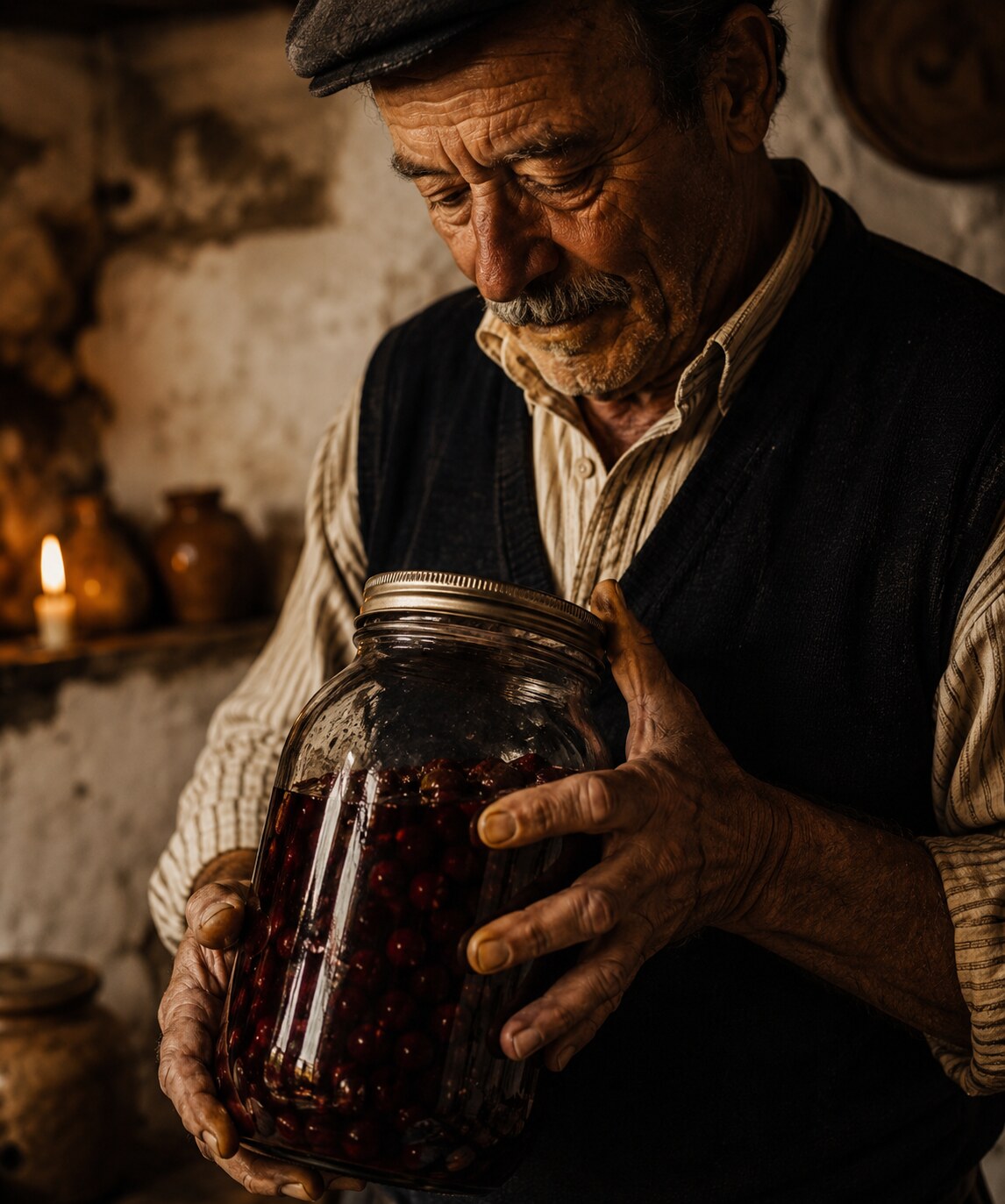 Artisan crafting ginginha near Óbidos